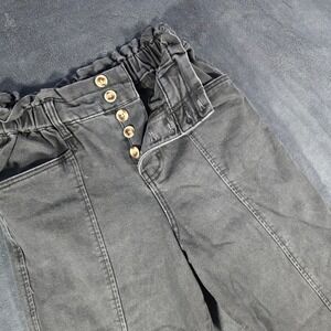 Time and Tru Paper Bag Waist Pants High Rise Button Front‎ Black Size 2